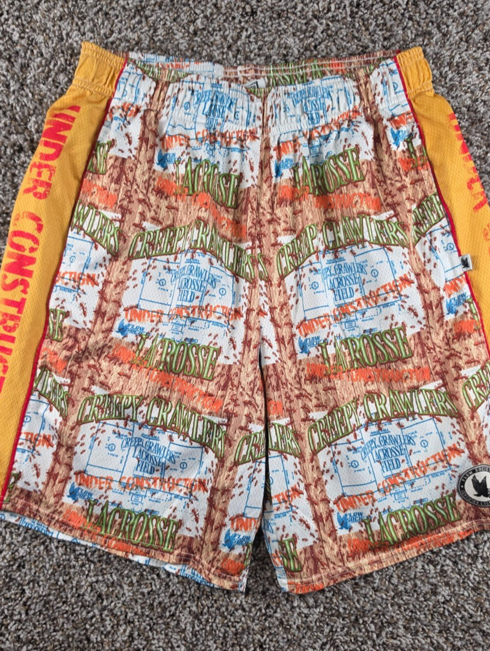 Flow Society Mens Sz M Lacrosse Mesh Shorts All Over Print Under Construction